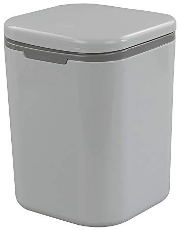 Gitany Push-button Mini Desktop Dustbin with lid, Small Trash Bin (Gray)