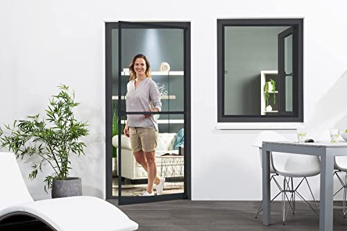 empasa Insektenschutz Fliegengitter Tür Alurahmen MASTER PRO | mit Scharnierkleber als Selbstbausatz, Farbe:anthrazit, Größe:120 x 240 cm