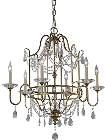 Licht-Erlebnisse Großer Kronleuchter CANDELA 7 Antik Silber 6-armig verstellbar Premium Design Lampe Esszimmer Wohnzimmer