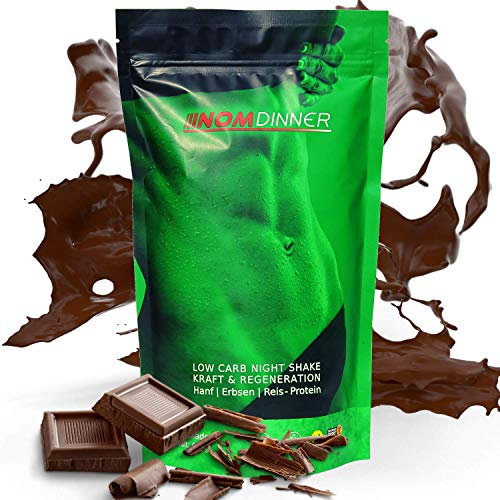 NOM Dinner Protein Pulver Schokolade - Hochwertiges Proteinpulver zum Abnehmen - Schnell löslicher Eiweiß Shake - Veganes Reis, Erbsen und Hanfprotein (400g)