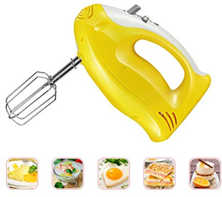 XFENG Heavy Duty Mini Small Electric Hand Mixer Whisk Egg Beater 5-Speed Kitchen Handheld Food Baking for Kitchen Baking Cake Mini Egg Cream Food Beater (Color : Yellow)