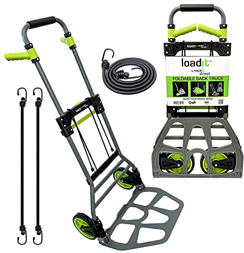 LoadIt Heavy Duty 150kg Load Capacity Folding Sack Truck Trolley - Professional Hand Truck with Steel Frame & Solid Rubber Wheels - Collapsible for Easy Storage - Durable Transport Trolly for Moving