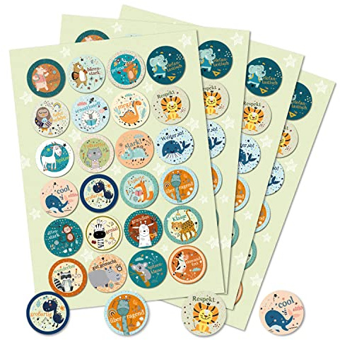 Logbuch-Verlag 96 bunte Motivationsaufkleber für Kinder - Belohnungsaufkleber 4 cm Aufkleber Motivation Belobigung Belohnung Schüler
