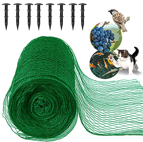 MAIYADUO Garden Netting for Plants Fruit Veg Patch Grass Seeds, Anti Bird Netting Kit with Plastic Ground Pegs, Pond Netting Cover, Plant Netting Protection Garden Mesh Fence (Green, 4x5M)