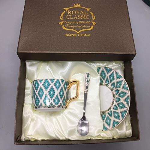 XUDREZ Lot de 5 tasses à thé vintage en porcelaine anglaise avec tasse à café, soucoupe, cuillère à café