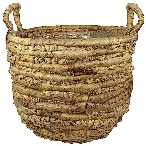 zeitzone Pflanzkorb mit Henkel Wasserhyazinthe Pflanztopf Korb Rund Pflanzgefäß Ø 36cm
