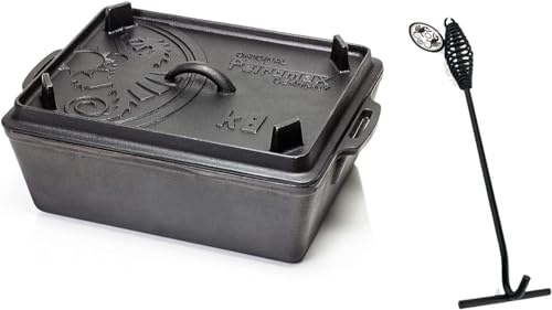 Petromax Dutch Oven Starter Set - K8, Schwarz, Emaillierter Gusseisen, Rechteckig