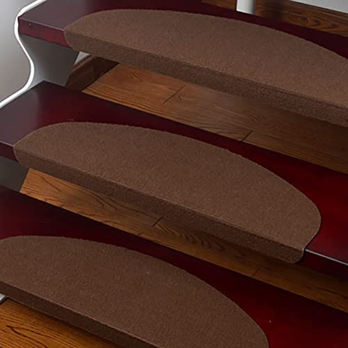 JSSEVN Tappetino per scale in stile retrò, tappetino per scale in legno massello, marmo, antiscivolo, senza adesivo, autoadescante, lavabile, set da 15, 54,9 x 21 cm