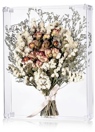 MarccTipton 11x14 Acrylic Shadow Box, Assemble Display Case, DIY Tabletop/Wall Mount Display Frame, All Clear Memory Box for Dried Flowers/Kids Room/Birthday/Wedding(11x14x3”, Need to be Assemble)