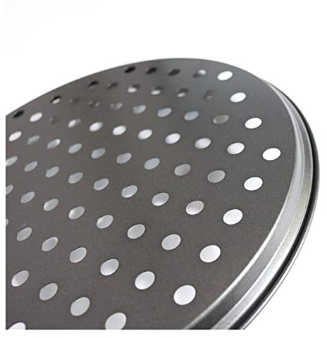Miter Large Black Carbon Steel Pizza Pan With Holes Baking Tray Mesh Pizza Mold Oven Bakeware Pizza Stone Baking Tool Kitchen Tool (Color : 26cm)