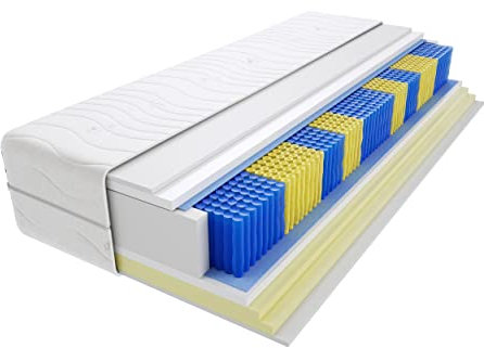 Godre Matratze 70x200 cm Doppelmatratze, H2 & H3 Federkernmatratze, Taschenfederkernmatratze 21 cm Hoch Visco Memory Hypoallergene, HR-Schaum, Wendematratze mit Klimafaser Uberto Multitaschen