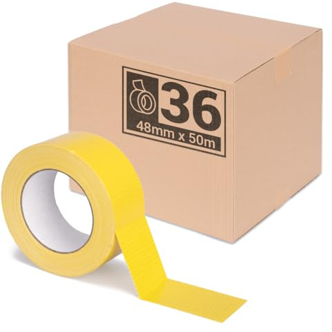 verpacking Premium Panzertape 50 m x 48 mm Gewebeband Gaffa Tape Reparaturband hohe Klebekraft Klebeband mit Naturkautschuk-Kleber (36 Stück)