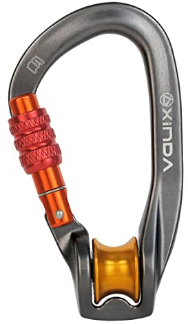 Milageto Riemenscheibe Karabiner Kletterausrüstung Camping Lager Kletterzubehör Schloss Bergsteigen Sicherheitsschnalle D-Ring Karabiner, Gewinde