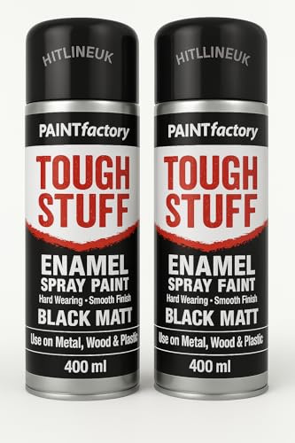 HitlineUK 2 x 400ml Matt Black Spray Paint – Multi-Surface Aerosol for Metal, Wood, Plastic – Quick Drying, Durable Matte Finish – Pack of 2