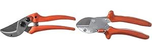 Original LÖWE 15 Amboss Gartenschere 15.107 mit Bypass Geometrie für kleinere bis mittlere Hände & 5 Profi Gartenschere Amboss 5.107 mit rostfreier und antihaftbeschichteter Stahlklinge