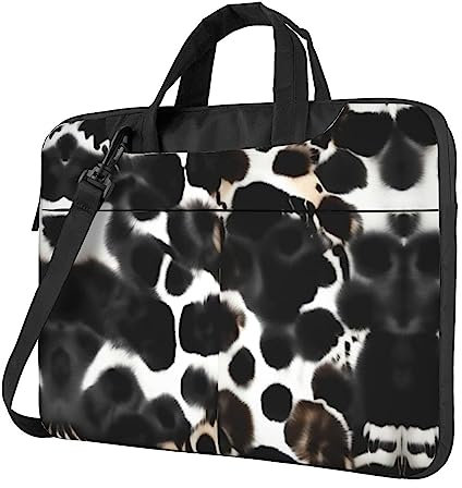 PIXOLE Niedliche große braune Cartoon-Eulen-bedruckte Laptop-Tasche für Damen, 39,6 cm (15,6 Zoll), Computer-Tragetasche, Business, Büro, Handtasche, Schultertasche, Kuhfell-Aufdruck, 14 inch