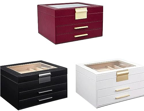 ZUMAHA Neu Dreistöckige Uhrenvitrine, Uhrenaufbewahrungsbox, Schmuckschatulle mit transparenter Glasabdeckung, Halskette, Uhr, Ohrring Uhrenbox