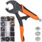Heavy Duty Snap Fastener Tool Kit, Snap Pliers for Metal Snaps, Replacing Metal Snaps Installation Set, Snap Pliers Kit for Leather, Boat Canvas, Carpet, Tarp, Covers and Furniture
