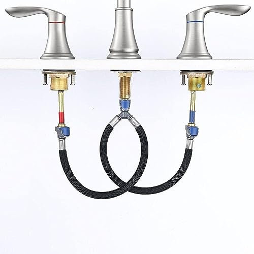 Robinet d'évier de lavabo largement répandu de 8 pouces - Ensemble de vidange escamotable pivotant à 360 ° Certifié cUPC et tuyaux d'alimentation en eau inclus