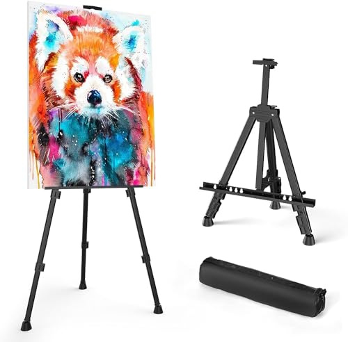 ISFORU - Cavalletto da esposizione per pittura artistica, portatile, regolabile, in alluminio, con borsa, extra robusto per dipingere, disegnare e esporre compleanni, matrimoni, baby shower
