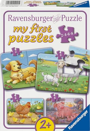 Ravensburger Puzzle Kleine Bauernhoftiere - 2, 4, 6, 8 Teile Puzzle ab 2 | my first puzzle mit 2, 4, 6, 8 Teile, Kinderpuzzle ab 2 Jahre, Ravensburger Qualität