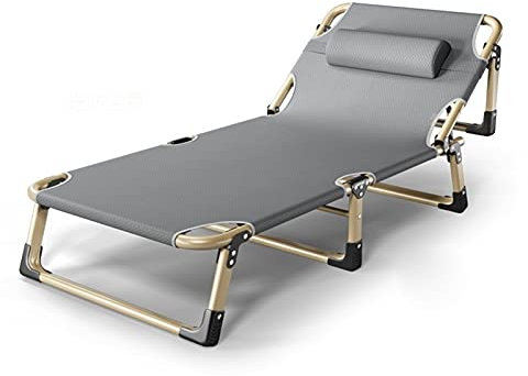 Outdoor Metall Klapp-Sonnenliege Verstellbare Rückenlehne Rostbeständig 120 kg Max. Tragkraft Faltbare Sonnenliege für Terrasse Garten Pool Grau