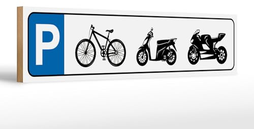 Femer Cartel de madera para aparcamiento, 46 x 10 cm, para bicicleta o moto