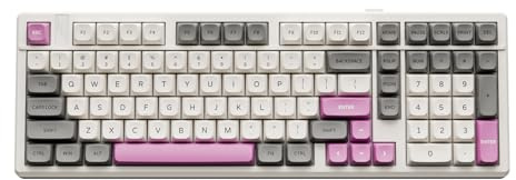 GK GAMAKAY TK101 98% Mechanische Gaming Tastatur mit Nummernpad 101 Keys | Hot-Swap-fähig Bluetooth/2.4GHz/Wired MDA Profil PBT Tastenkappen RGB Gasket Gaming Tastatur (Weiß&Grau, Pluto Switch)