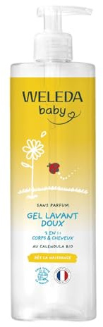 WELEDA - Gel lavant doux au Calendula sans parfum - Nettoie en douceur - Pour la toilette quotidienne des peaux délicates des bébés et des jeunes enfants - / - 400 ml