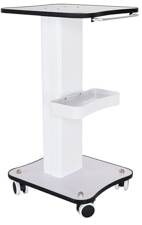 Carro de Belleza con Ruedas de Freno y Compartimento de Almacenamiento, 40 kg de Carga, Metal de Calidad y Madera, para peluquería, clínica, Laboratorio y hogar, Color Blanco