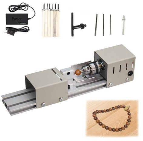 Mini Drehmaschine, 96W Metalldrehmaschine, 4000-9000rpm Präzise Drehbank, 7 Geschwindigkeiten, Klemmbereich von 0.6-6mm, Drehbank Tischdrehbank DIY Holzbearbeitung für Dreh, Einstech