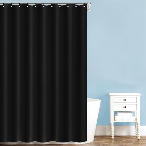 Event Decor Shop PEVA Black Shower Curtain Waterproof Mould & Mildew Resistant | Odourless & PVC-Free Bathroom Curtain with 12 Hooks | Quick Drying, Easy Clean – 180 x 180 cm (W 70.9 x L 70.9)