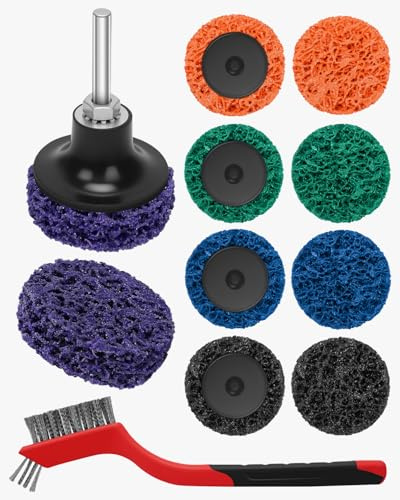 ZaKaBox 12Pcs 50mm Grinding & Grinder Discs with Quick Change Tray – Drill Sanding Attachment & CSD 50mm Polishing Pads – 5-Color Set with Tray & Brush