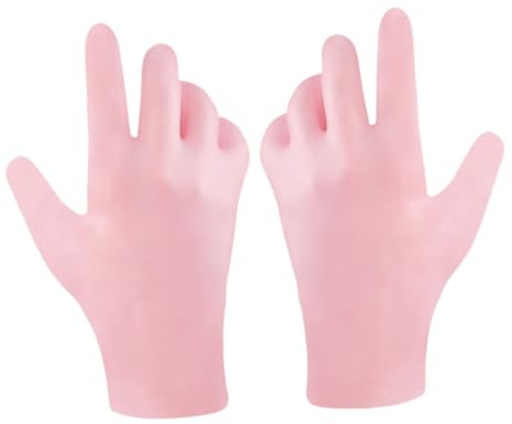 DEARMAMY Guanti per Mani Idratanti e Esfolianti per Mani Secche e Screpolate, Rosa, per Donne