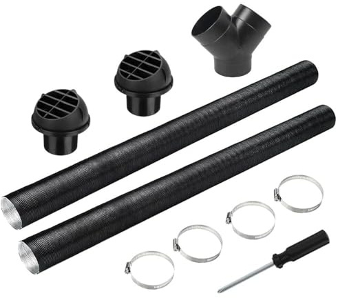 Diesel Heater Ducting 75mm, Diesel Heater Exhaust Pipe Set, 2pcs 75mm Tuyere + 4 Clips, Night Heater Ducting Heater Pipe Kit Heater Outlet Hose