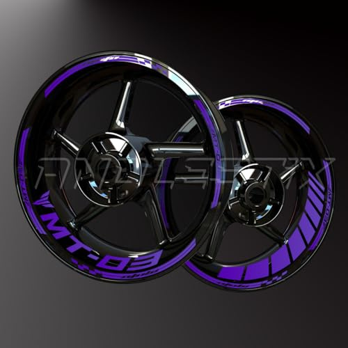 Adesivi riflettenti in vinile per bordo di cerchi da moto, adesivi kit per Yamaha MT03, strisce cerchi moto completo per 2 ruote cerchi da 17 (viola opaco)