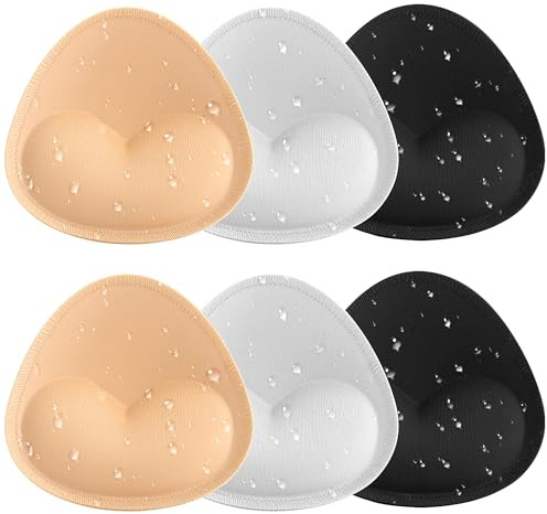 Nimiah vattentät baddräkt, bh, inlägg 2 par, behå, inlägg push-up för kvinnor, sydd, vadderad för bikini, sportbehå, lämplig, 1 beige + 1 svart + 1 vit, BC