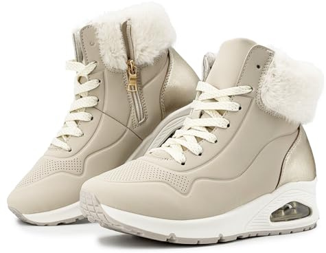 JOMIX Botas Invierno Mujer con Forro Peluche y Plataforma Suela Antideslizante Cremallera Lateral Cómodas y Ligeras