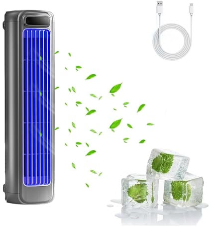 Pesmory Cooling Ace, control de 3 velocidades, refrigeración rápida, aire acondicionado portátil silencioso actualizado 2025, circulación vertical sin aspas para el hogar, carga USB (gris)