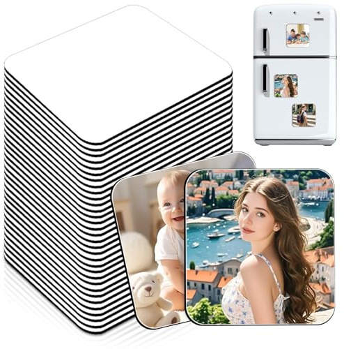 GBKDQQ 50 Stück Sublimations Magnet Rohlinge 5,5 x 5,5 cm, Personalisierbare Sublimation Rohlinge DIY Dekorative Magnete für Kühlschrankmagnete & DIY Dekoration