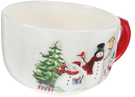 FONDOTIN Tazza Natalizia in con Disegno Cartoon e Bocca Larga Coppa per Colazione Zuppa e Adatta per e Feste Natale