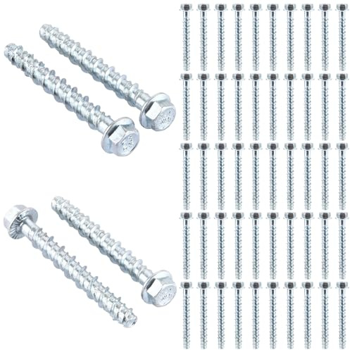 DAJAVE Tornillos de hormigón cabeza hexagonal M8 x 100/M6x50/M8x60/M6x60/M6x60 tornillos para hormigón sin tacos, tornillo de hormigón galvanizado con arandela para mampostería, hormigón, arquitectura