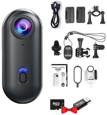 ZXDZSW POV Capture Pro 3.0 Action-Kamera, 4k/1080p wasserdicht mit 32 Karten, 170° Ultraweitwinkel-Bodycam for freihändiges Radfahren, Tauchen, Vlogging, Motorradfahren(Black-1080p)