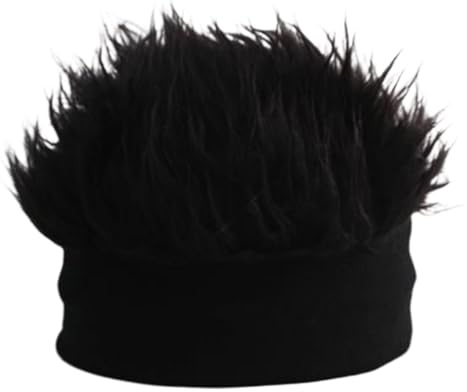 Peruk hattar för män – bomull 45 cm | stickad mössa med spettar för frisyr, hiphop fleecefodrad mössa, rolig inomhus och utomhus, justerbar 55–60 cm