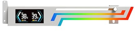 MURYE ARGB - Soportes de GPU con pantalla de temperatura de CPU y GPU, tarjeta gráfica universal, soporte para tarjetas gráficas RGB antihundimiento en ángulo múltiple ajustable