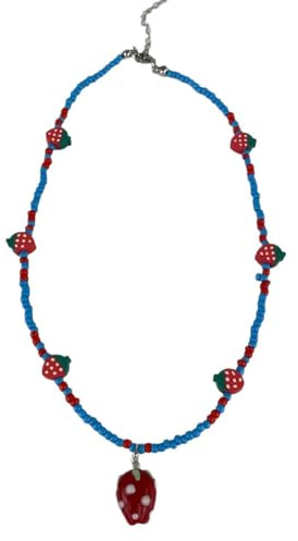 kwoifioy Collana colorata con perline fragole giocoso e dolce gioielli per il collo avanzato catena clavicola per donne e ragazze regalo a tema festival