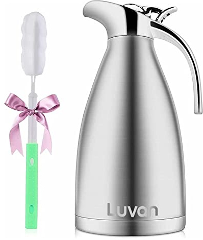 Luvan 2.0L 68oz Food-grade 304 Stainless Steel Thermal Carafe/Double Walled Vacuum Insulated Coffee Pot with Press Button Top,12+ Hrs Heat&Cold Retention,BPA Free,for Coffee,Tea,Beverage etc