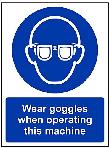 vsafety 41042 an-r Schutzbrille tragen, wenn diese Maschine Zeichen, 150 mm x 200 mm x 200 mm (3 Stück)