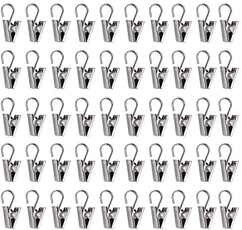 Yitaocity 50Pcs Stainless Sliver Metal Sprung Curtain Alligator Clips Hook Clip Clamps Pegs