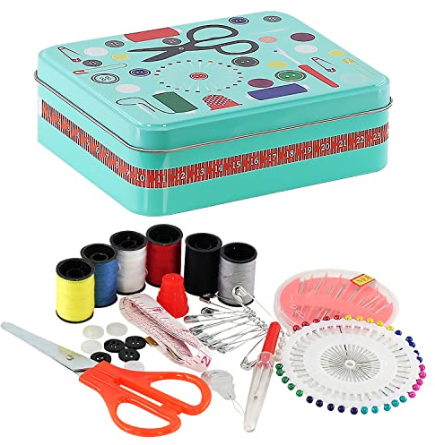 GEEZY Metal Sewing Kit - Portable Travel Box with Essential Tools